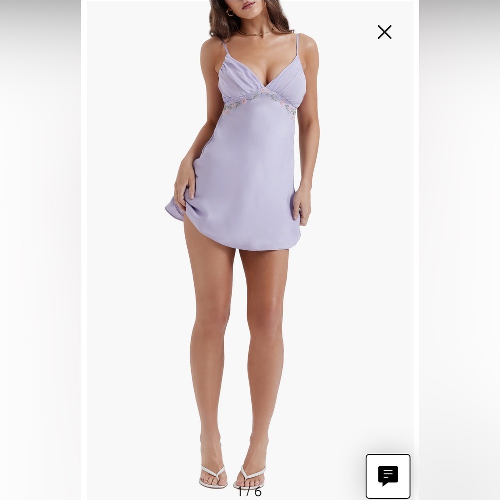 House of CB CHRISTA Embroidered Lavender Mini Dress